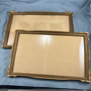 TWO Vintage Carved Wooden Gilt Picture Photo Frames 10" x 17"